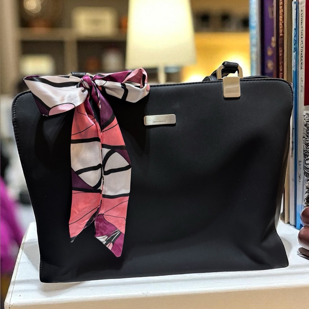 Liz Claiborne Black Work Tote w/ Bag Scarf